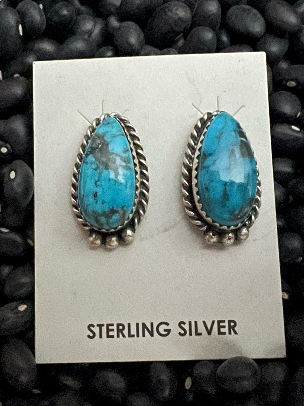 Sterling Silver Turquoise Teardrop Earrings